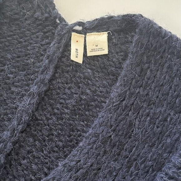 Anthropologie Moth Cozy Dark Blue Button Up Cardigan Size Medium - Picture 3 of 7